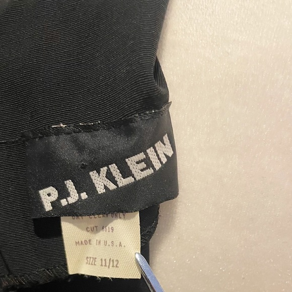 Vintage 90s PJ Klein Black Minimalist Dress w/ 3 Black Cord Rosettes on Shoulder - Picture 6 of 8